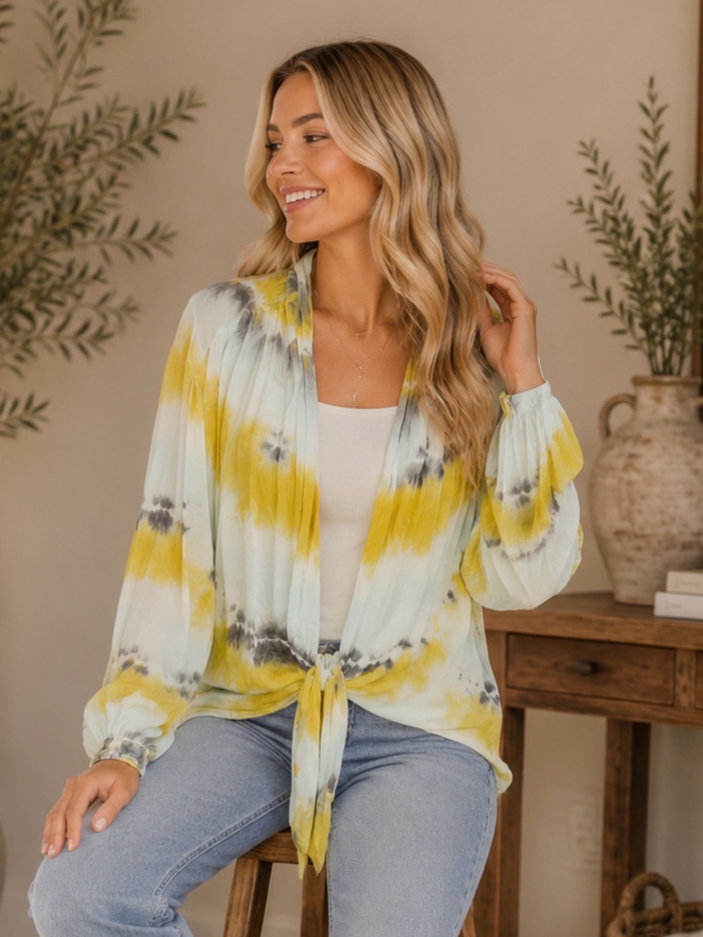 Young Fabulous & Broke Tie-Front Blouse in Yellow ☀️ 🌼